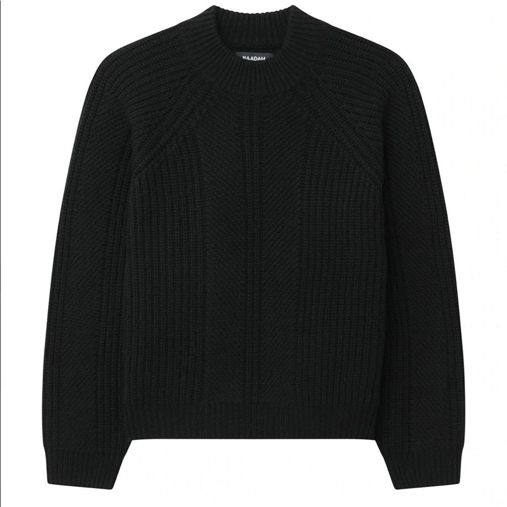 NWT Naadam Cashmere Blend Black Textured Crewneck Sweater